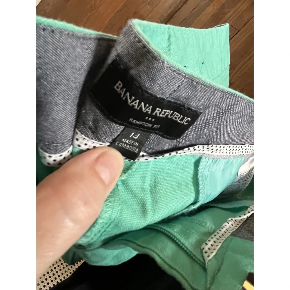 BANANA REPUBLIC 3.5"‎ INSEAM HAMPTON FIT CHINO GREEN SHORTS SIZE 14 - Picture 5 of 5